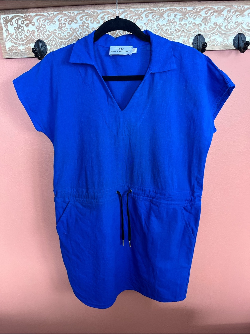 Never A Wallflower Track Dress in Royal Blue Linen